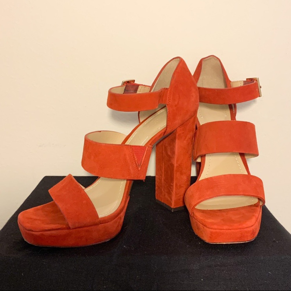 Elizabeth and James Burnt Orange Suede Platforms